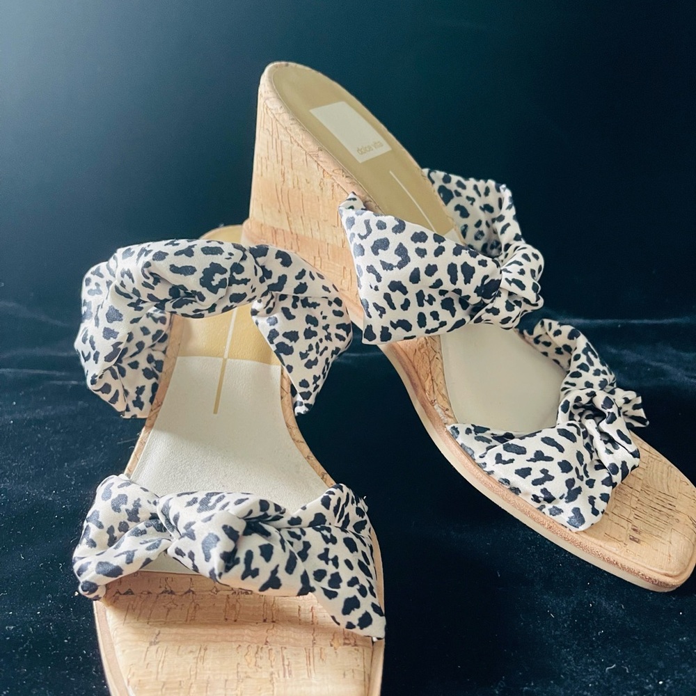 Dolce Vita Leopard-Print Bow Cork Wedges